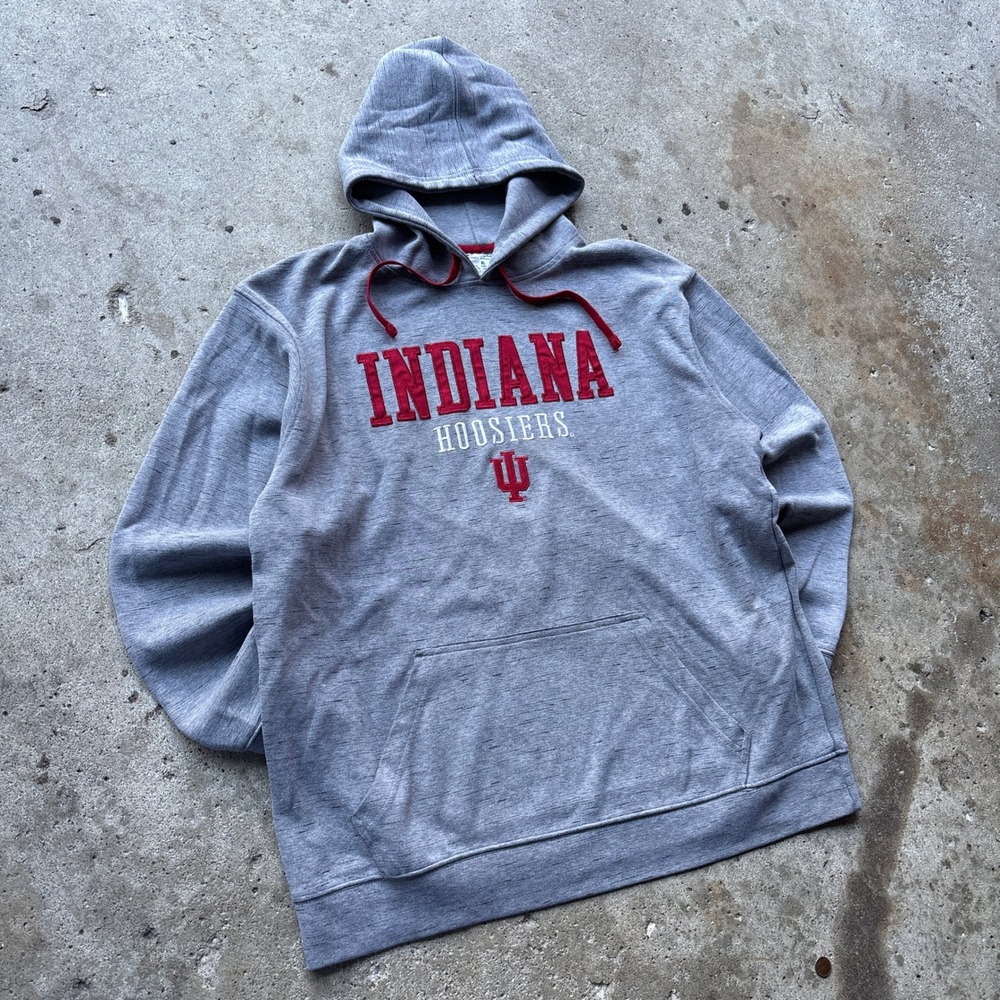Champion Indiana Hoosiers Hoodie Mens XL Gray NCAA Pullover Sweatshirt